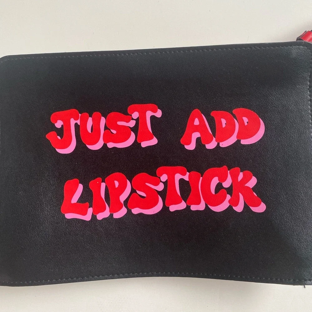 NWT Victoria’s Secret Just Add Lipstick Black Clutch Makeup Bag